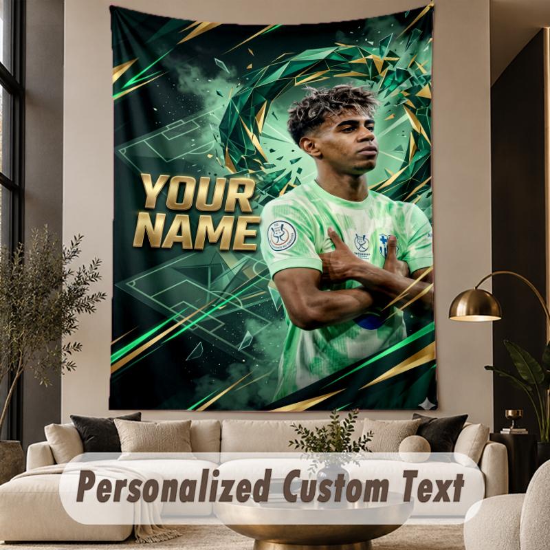 Custom Text Tapestry Lamine Yamal Print Wall Tapestry Indoor Living Room Wall Decor