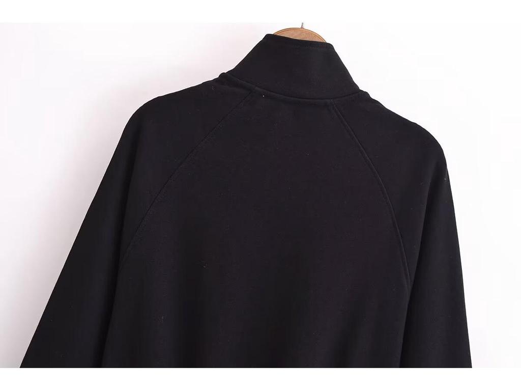 Весна 2025 Женский повседневный свитшот на молнии в европейском/американском стиле со стойкой воротником и длинными брюками