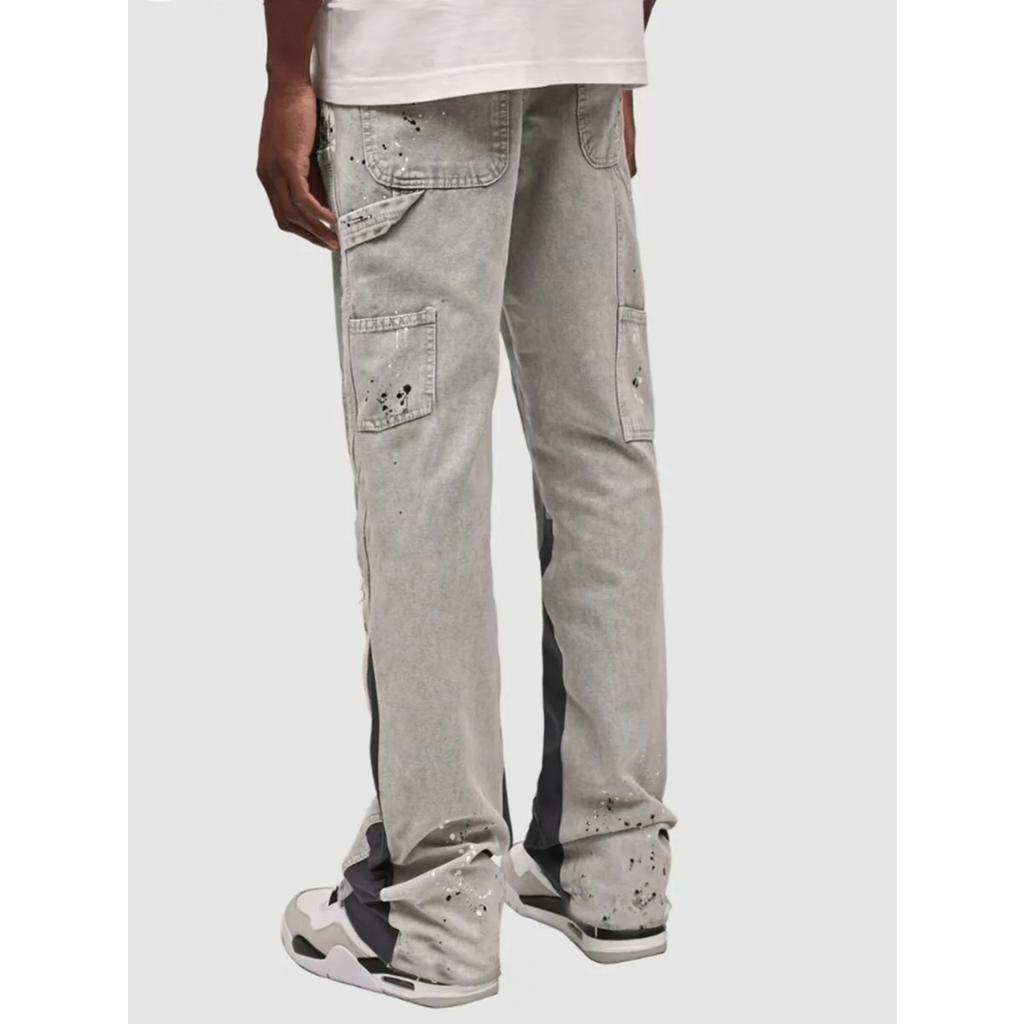 RogueWave Men's Punk High Street Raw-Edge Skinny Jeans with Micro Trumpet Detail  Y2K Low Rise Stretch Floor Length Biker Rock Pants