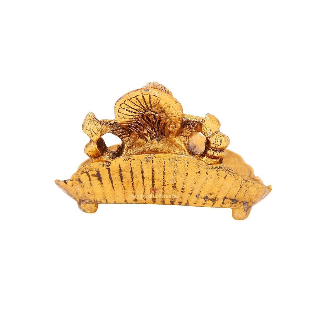 Металлический Дия в форме листа Пипала с фигуркой Ганеши, Золотой, 4,25 X 3,75 X 2,5 дюйма, 1 шт.