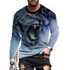 Футболка Cross Border Autumn с принтом льва в 3D-стиле, мужская европейская и американская персонализированная уличная рубашка с длинными рукавами