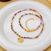 Gentle retro new dopamine tourmaline beaded necklace light luxury high-grade color eye pendant light luxury collarbone chain