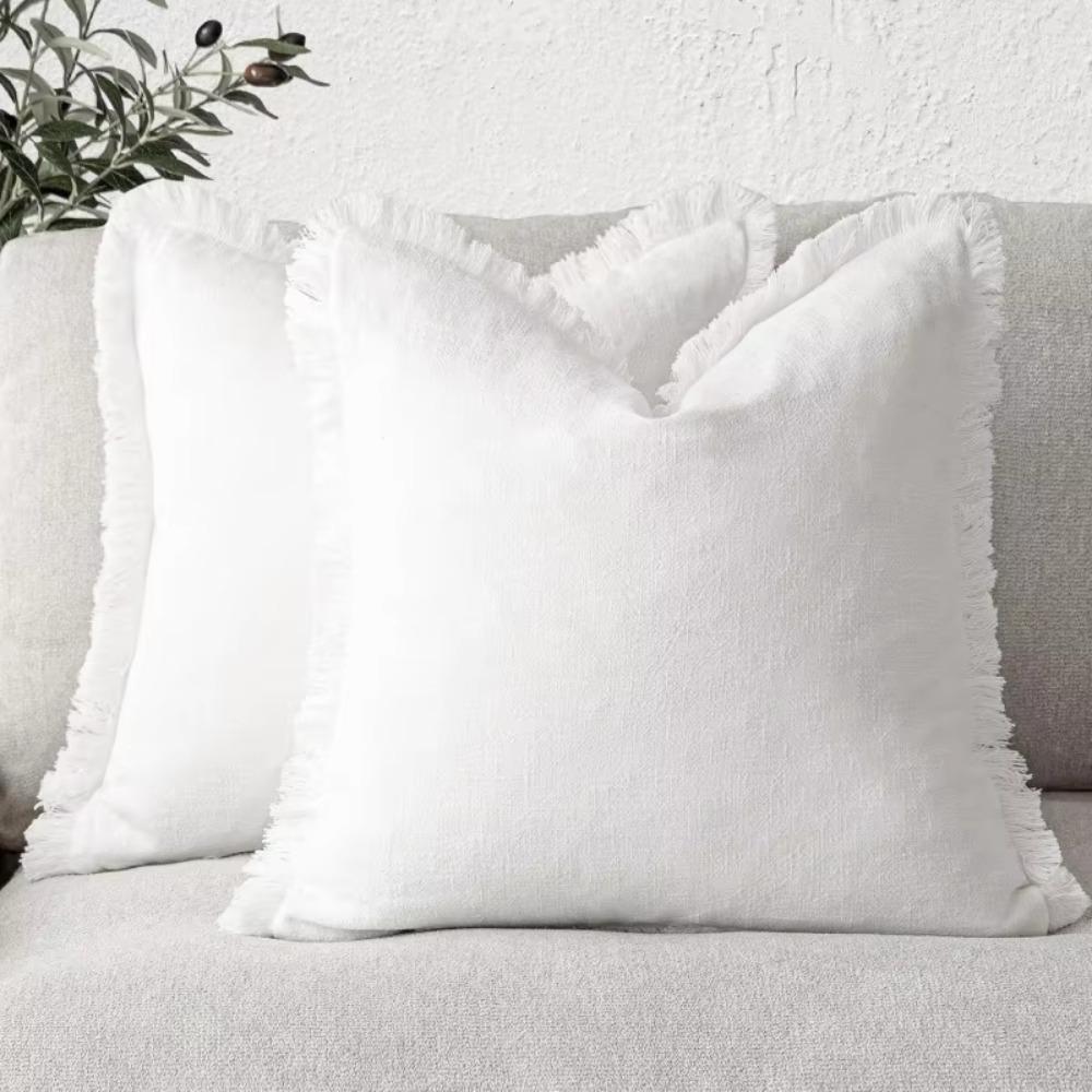 Tassel Trim Bohemia Cushion Cover Solid Color Pillowcase Modern Throw Pillow Cover  Hotel