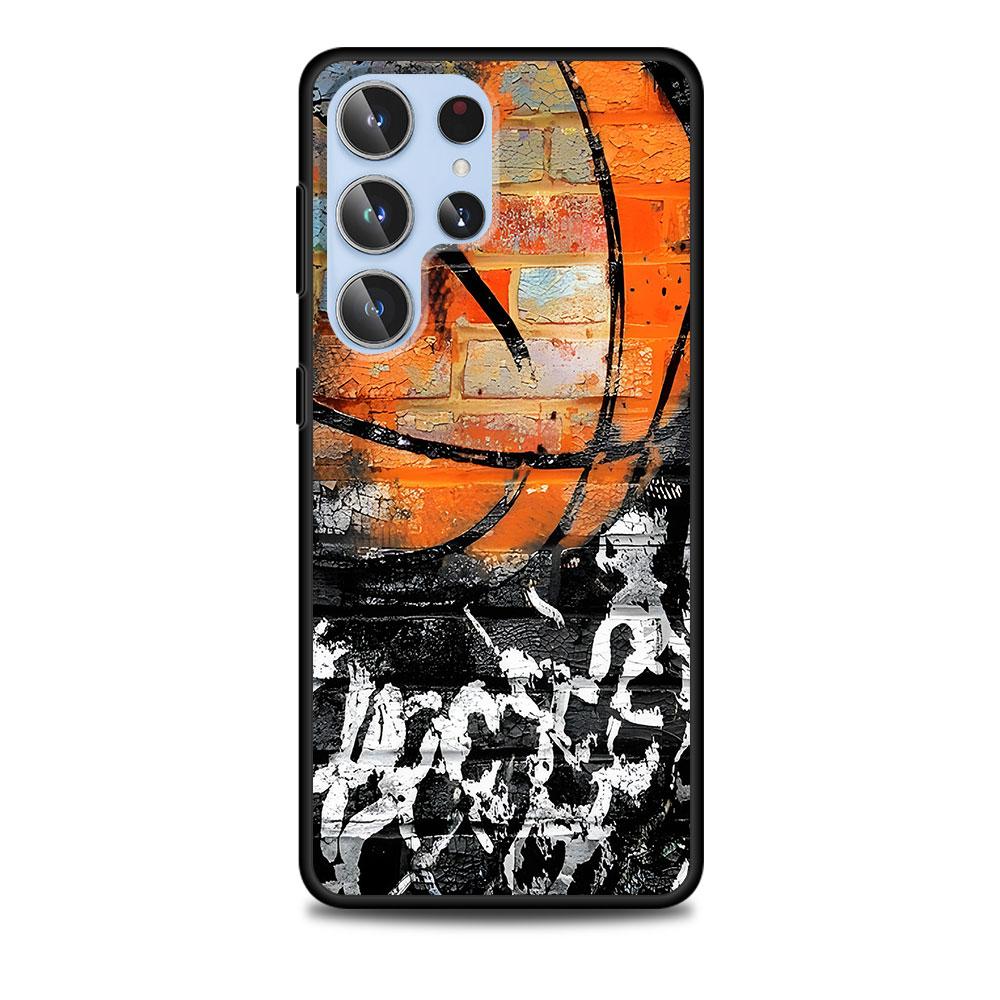 Basketball Basket Sports Case for Samsung Galaxy S23 S21 S20 FE S24 S22 Ultra S10 S10e S9 Plus Soft Black TPU Phone Cover Bumper