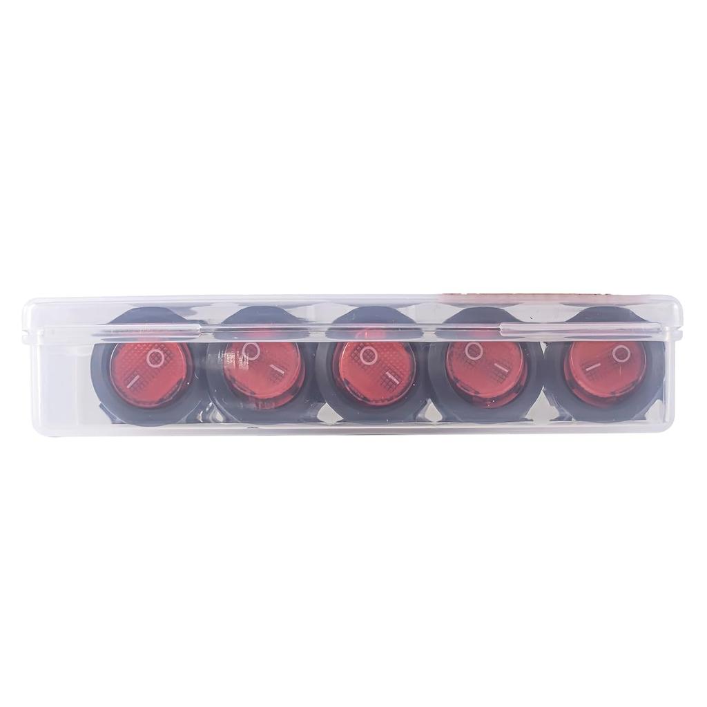 Round Rocker Switch Red Light Illuminated On Off 3 Pin 2 Position Mini Rocker Switch 125V 10A 250V 6A KCD1 Small Circle Toggle Switches For RV Car