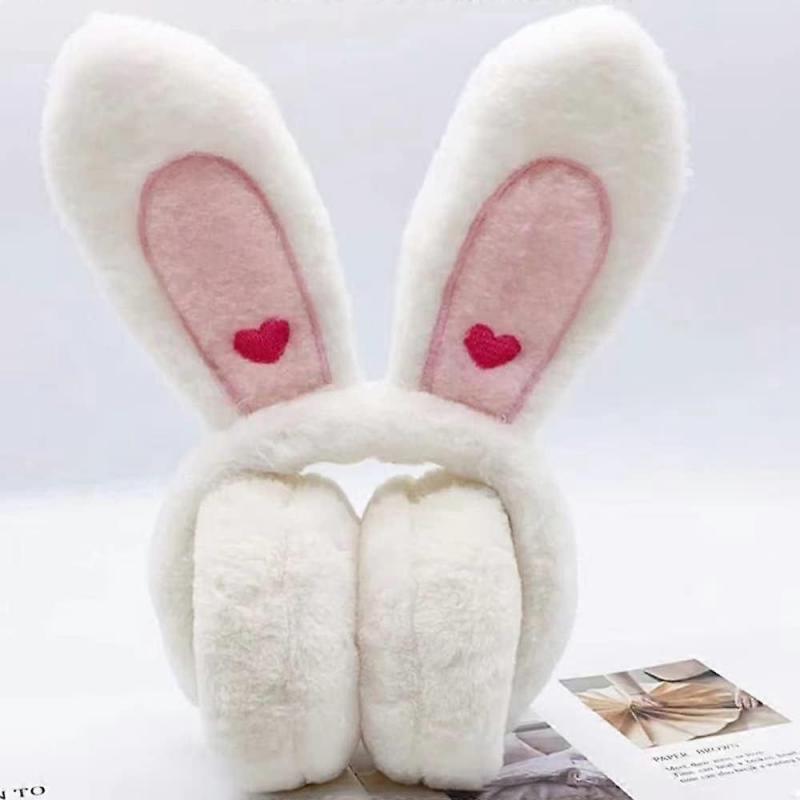 Cute Bunny - Ears Foldable Ear Muffs for Women & Girls - Winter Warm Fluffy Ear Covers