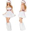 White Dress Santa Claus Costumes Hat Women's Fancy-Dress Foot Cover Costume Party Cos Christmas Outfit Female
