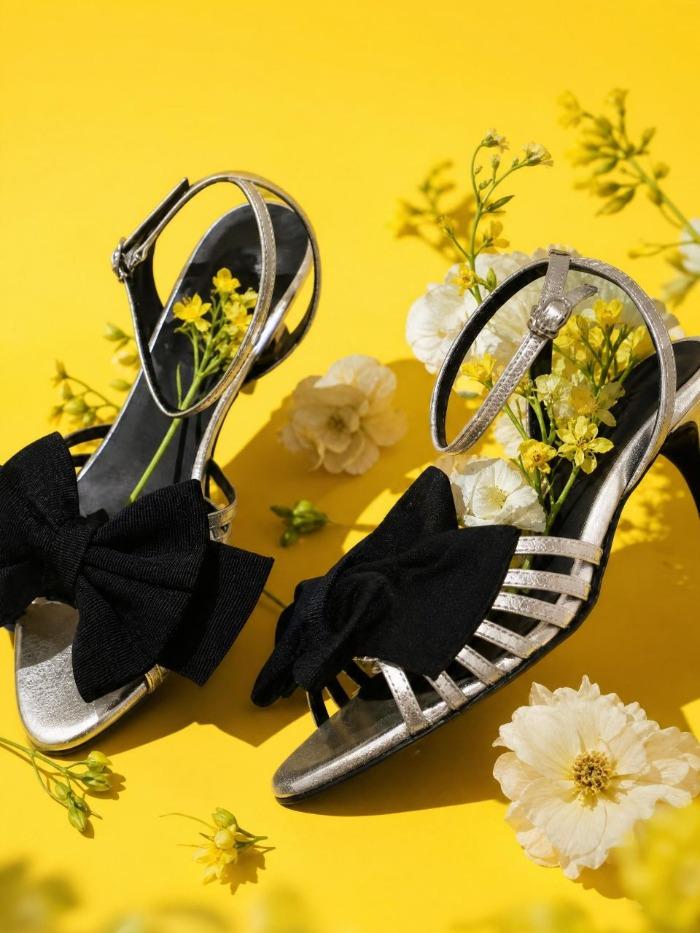 In The Balcony Cavo Strap Big Ribbon Detail Sandal Heels