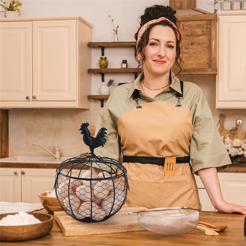 ABJI-Держатель для яиц на столешницу, металлическая корзина для сбора куриных яиц с ручкой, стеллаж для хранения в деревенском стиле