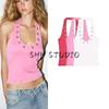 Summer New Product Women's Clothes Metal Ring Decoration Hanging Collar Washing Effect Fashion Sleeveless T-shirt Top 6050361