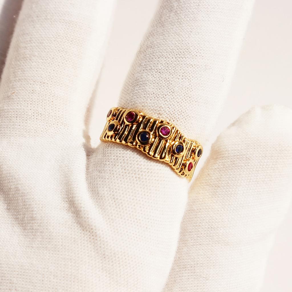 Niche Retro Irregular Wavy Pattern Open Wide Version Ring Women'S Micro-Inlaid Zircon Medieval Ring 656