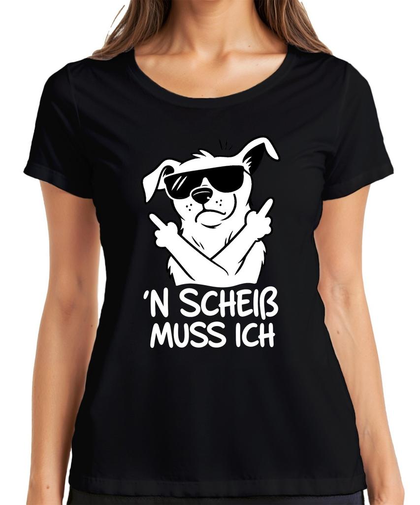 N Fuck I Must Dog Middle Finger Sunglasses Funny Sarcasm Women's T-Shirt