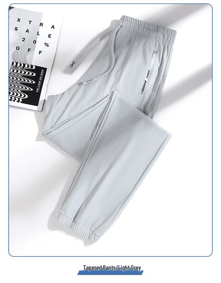 Женские быстросохнущие брюки из ледяного шелка для защиты от солнца - Летние эластичные брюки до щиколотки для активного отдыха