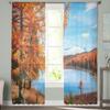 Climbing In Mountains Beautiful Autumn Sheer Curtains For Bedroom Living Room Tulle Curtains For Kitchen Window Voile Curtains