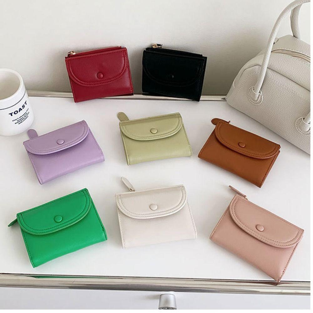 Purse Short Wallet Korean Style Card Bag Casual Solid Color Card Holder Men