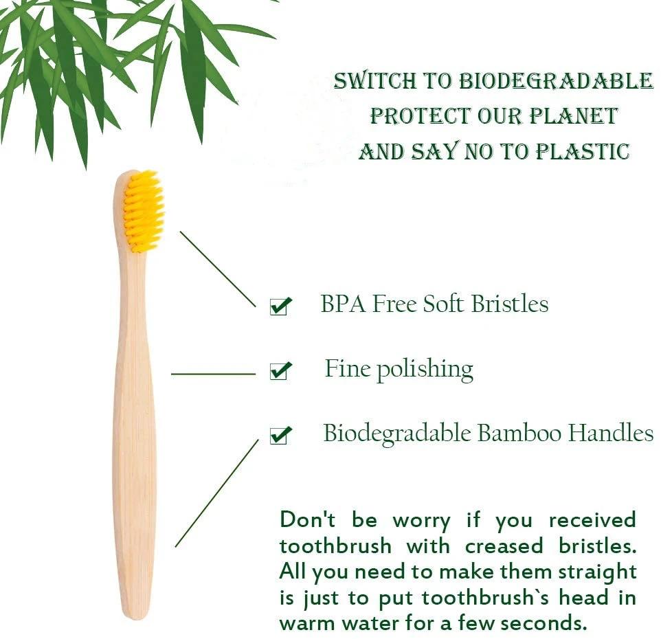 New Eco Organic Children's Bamboo Toothbrush, 10 Pack,Ten Colors Soft Fibre Bristles, 100% Biodegradable Handle Eco BPA Free