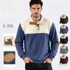 Men's Corduroy Sweatshirt Long Sleeve Pullover Quarter Button Up Collar Fall Casual Sweat Shirts Turtleneck Pullover Henley Mock Neck Tops for Men