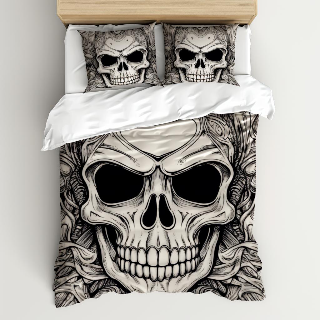 3D печать комплект постельного белья на Хэллоуин ужас череп пух пододеяльник наволочка 2/3 шт кость каркас покрывало домашний текстиль подарок