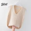 Solid Color V-neck Top Women Knitting Vest V-Neck Sleeveless Twist Texture Pullover Sweater Casual Daily Wear Layered Knit