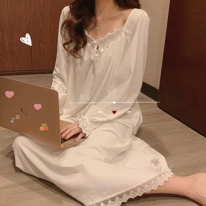 Women's Fairy Princess Nightdress - Summer 2024 Sweet Ruffled Short-Sleeve White Pajamas