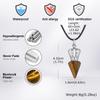 Fashion Cone Natural Stone Pendant Agate Tiger Eye Stone Stainless Steel Crown Adjustable Rope Necklace Stylish Jewelry for Men