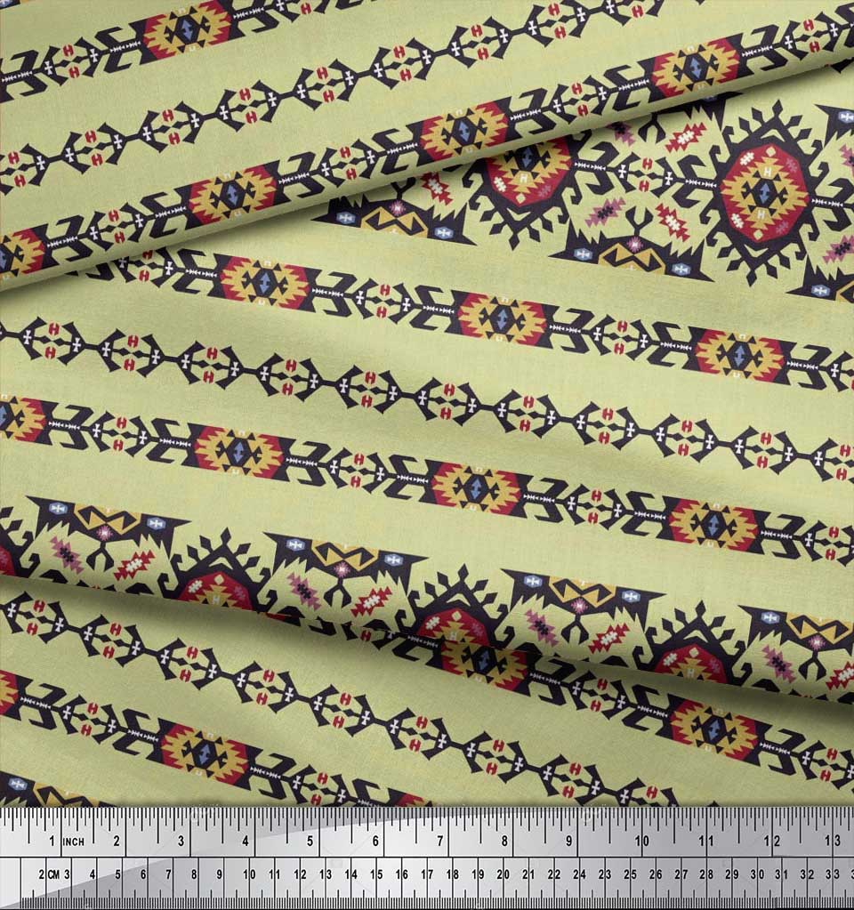 Soimoi Японская креп-сатиновая ткань Ацтекская юго-западная печатная ткань 1 метр 42 дюйма