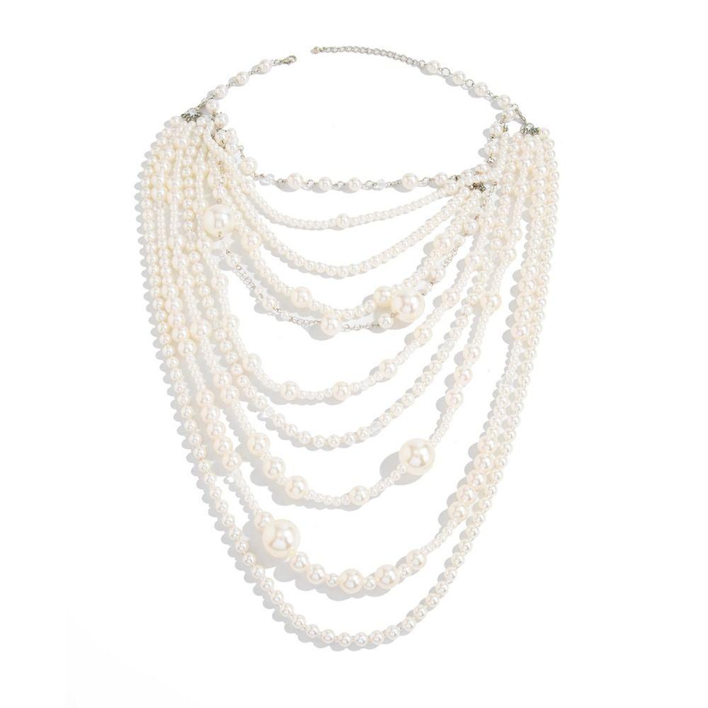 Exaggerated Multilayer Pearl Necklace Bohemian Style Women's Clavicle Chain Party Accessories