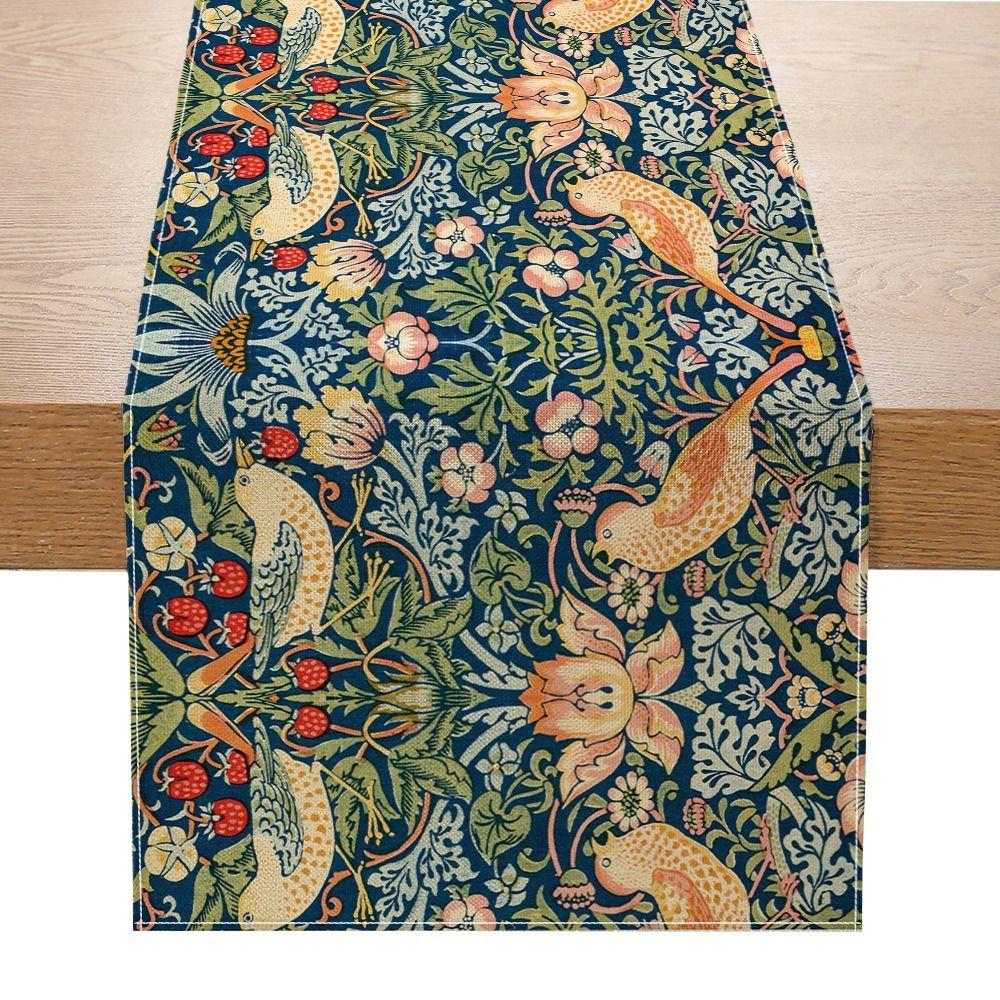 Flourishing Flowers Table Cover Pastoral Style Tablecloth Floral Table Runner  Home Decor