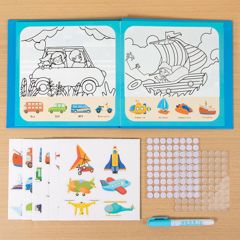 Волшебная книга для рисования водой 2-в-1 Сделай сам Пазл Многоразовые наклейки со сценами Обучающие познавательные игрушки для детей Подарок