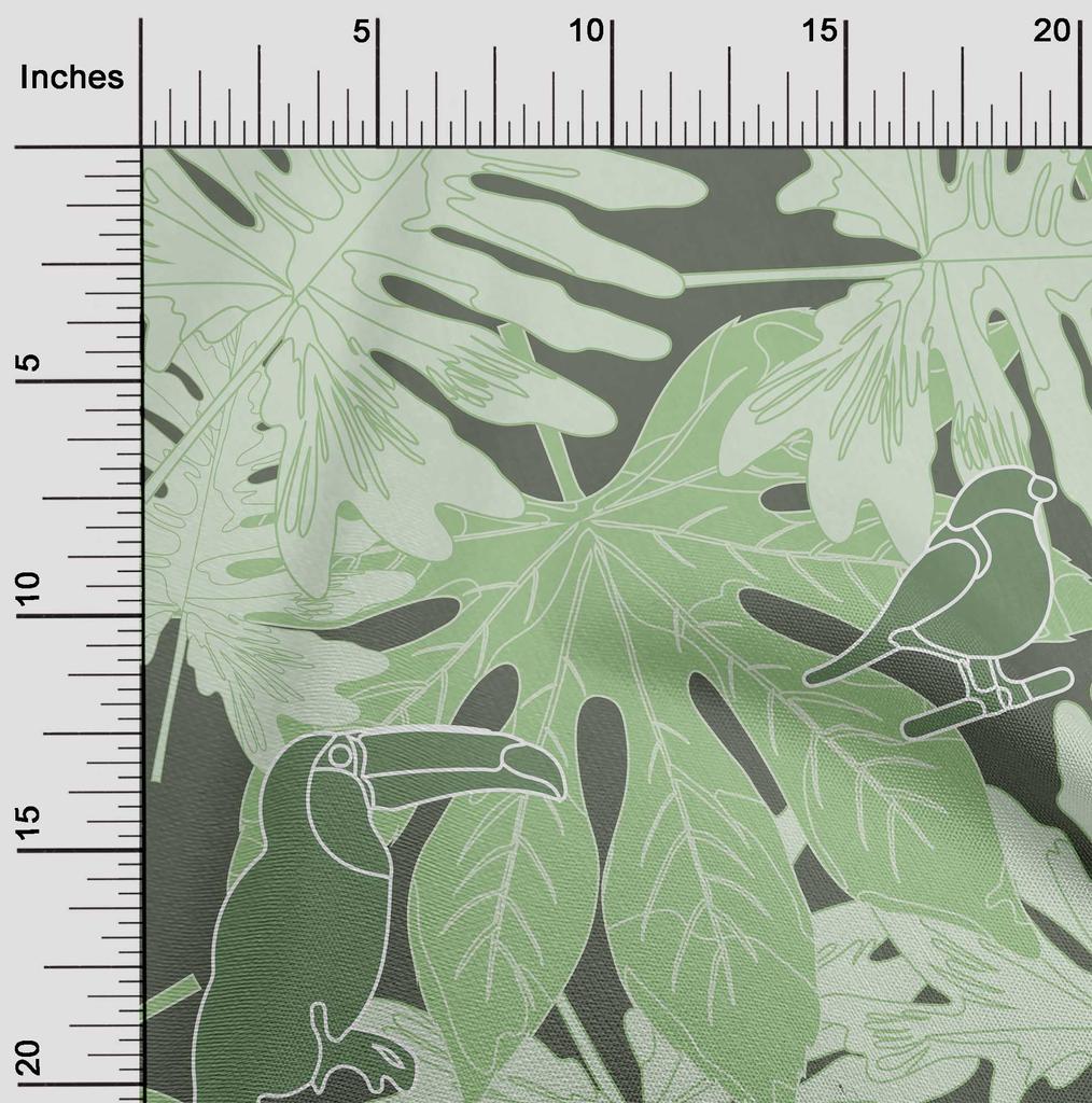 oneOone Ткань Cotton Flex Light Green, тропические птицы с листьями, ткань для шитья, напечатанная ткань для рукоделия, по ярдам, 40 дюймов