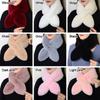 Faux Rabbit Fur Plush Cross Scarf Solid Color Neckerchief Wrap Winter Warm Neck Scarf  Girls