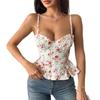 Women's Summer Flower Irregular Flounces Slim New Sexy Backless Lace Up Wrap Top