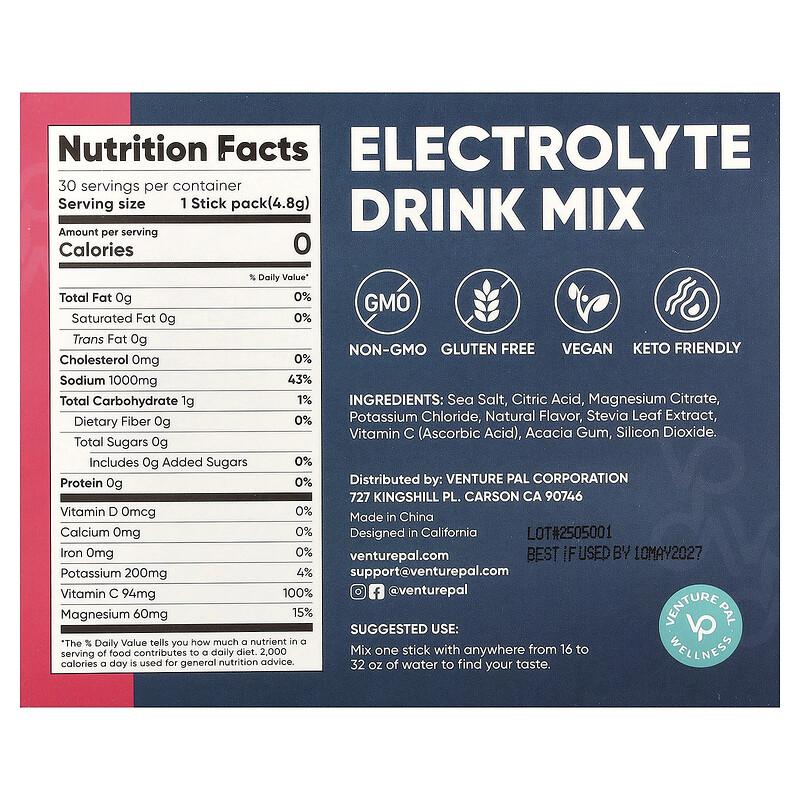 Electrolyte Drink Mix, Strawberry, 30 Stick Packs, 0.17 oz (4.8 g) Each