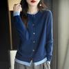 Spring and Autumn Ladies Casual Round Neck Knitted Cardigan