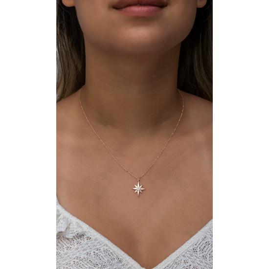 925 Sterling Silver Rose Sirius Star Necklace