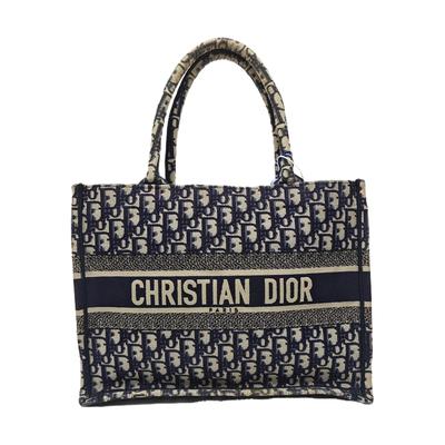 [Б/У] Сумка-тоут Book Tote, средняя, синий холст, вышитый монограмма, ручная сумка - Хорошее состояние #1IIT0IQ