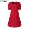 VONDA Женские элегантные платья А-силуэта с квадратным вырезом и узлом на талии