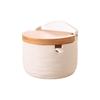 Ceramic Salt Holder with Removable Wooden Lid and Spoon Elegant Spices Jar Contemporary Seasoning Box for Home Use