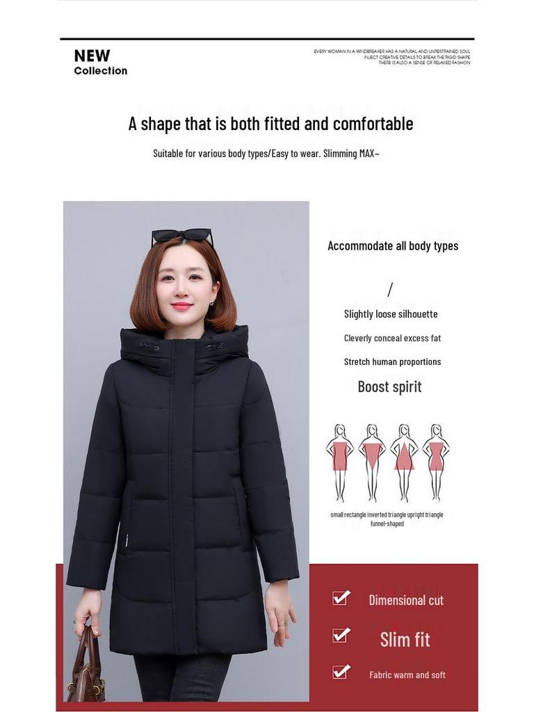 Women's Mid-Length 2025 Winter White Duck Down Jacket - High-end Korean Style, Slimming, Thickened Coat