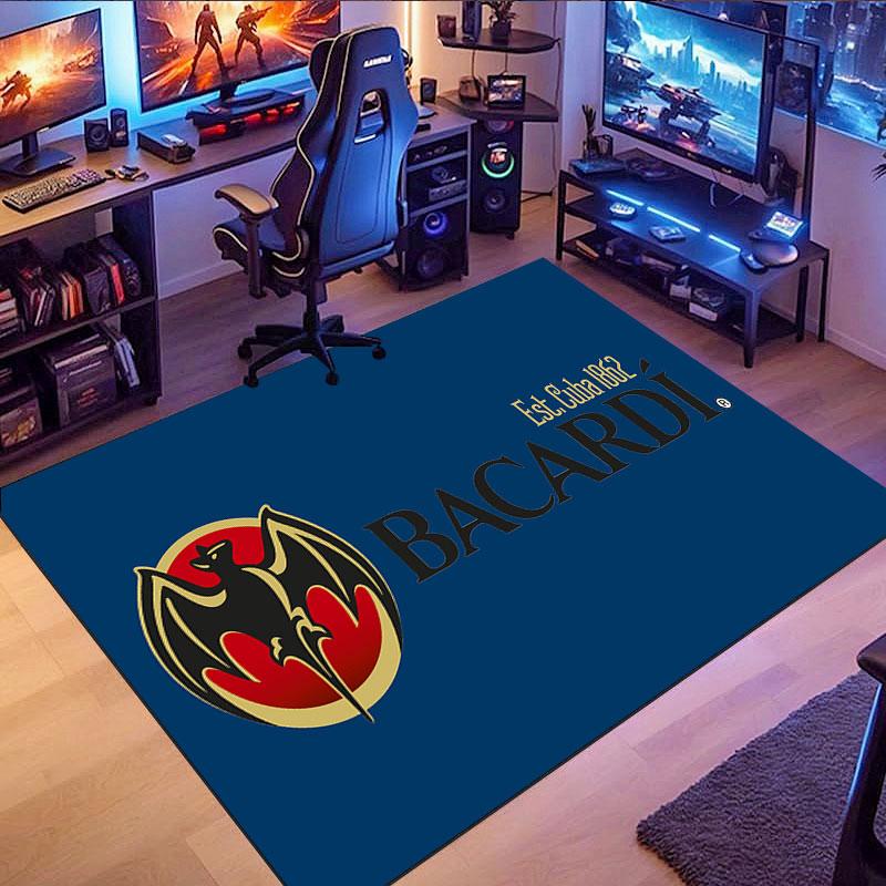 Bacardi bat logo rug, suitable for living room, bedroom, game room, computer room and home décor.