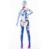 Sexy Shiny Race Queen Costume with Arm Covers and Simple Full Body Costume for Women and Cosplay Costume LOST-G Gloves, Adults, Swimsuit, (M, WHITE)