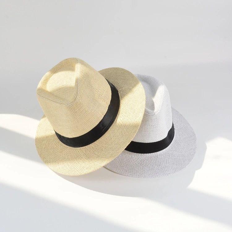 Paper straw big flat brim top hat in the elderly summer sun protection hat Panama straw hat men's summer men's hat