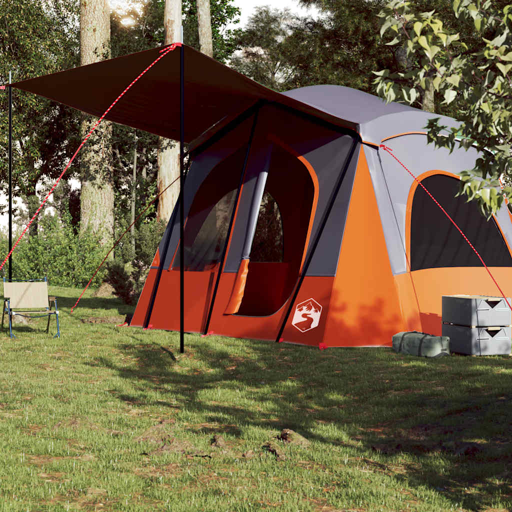 5 Person Camping Tent Grey and Orange Waterproof