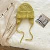 Wool blended monochrome knitted hat women's winter simple and versatile ear protection shows a small face, keeps warm, windproof and cold hat moisture