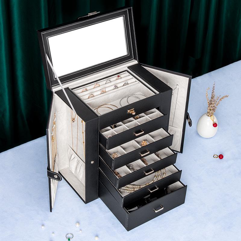 Многослойная портативная шкатулка для украшений для серег, колец и ожерелий