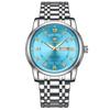 OLEVS Watch for Men Brand Blue Popular Quartz Calendar Waterproof Watch for Men Stainless Steel Stylish Silver
