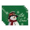 Красный Снеговик Let It Snow Зимние Подставки под Тарелки Набор из 4 штук, 12x18 Дюймов Сезонные Рождественские Праздничные Настольные Коврики для Вечеринки Кухни Обеденного Стола Декор