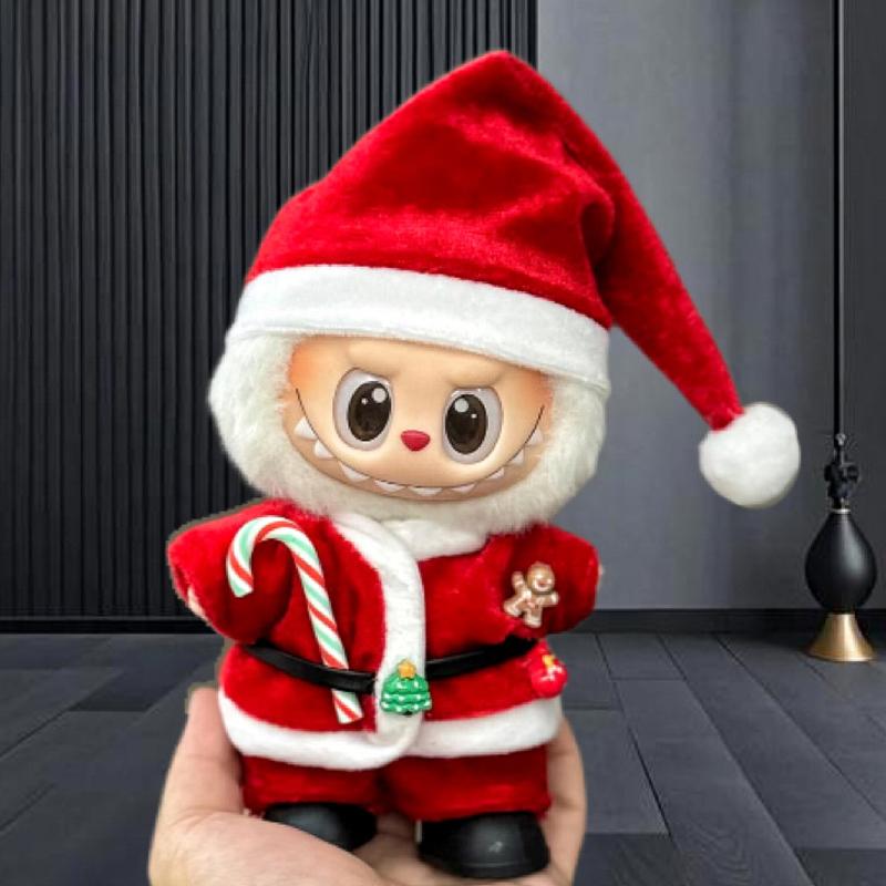 Горячий подходит для одежды labubu baby 17 см, холщовая одежда, кукла-сюрприз, набор для переодевания, рождественский и новогодний набор