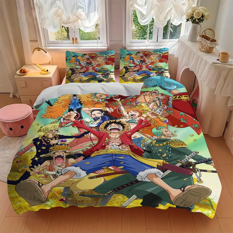 One Piece Bedding 3 Piece Set HD Print Duvet Cover Pillowcases for Teens Adult Bedroom Decoration Christmas Gift C378