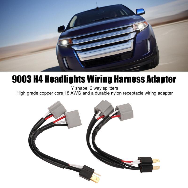 2Pcs 9003 H4 Headlights Wiring Harness Socket Adapter Male to Female 2 Way Splitter Wires for Truck Pickup LED Cable Plug